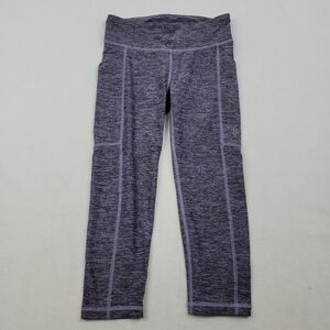 LLD heathered purple capri tights leggings with cell phone pockets